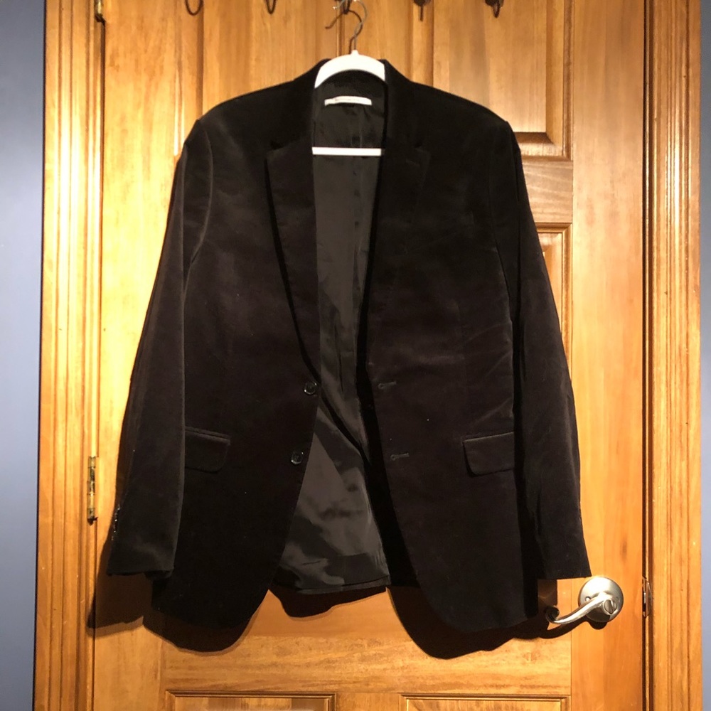 Black velvet Calvin Klein suit jacket